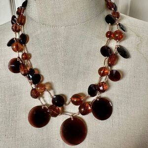 Joan Rivers Amber Lucite Double Strand Necklace